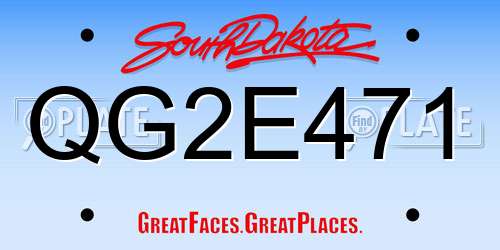 QG2E471 South Dakota License Plate