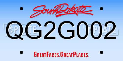 QG2G002 South Dakota License Plate