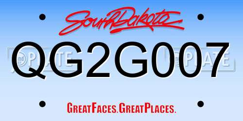QG2G007 South Dakota License Plate