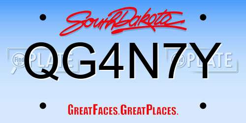 QG4N7Y South Dakota License Plate