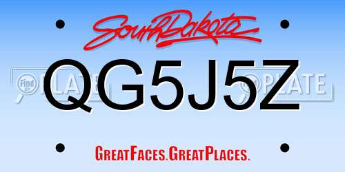 QG5J5Z South Dakota License Plate