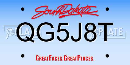 QG5J8T South Dakota License Plate