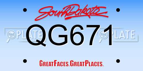 QG671 South Dakota License Plate