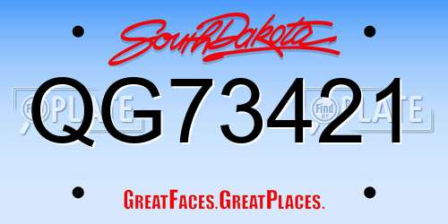 QG73421 South Dakota License Plate