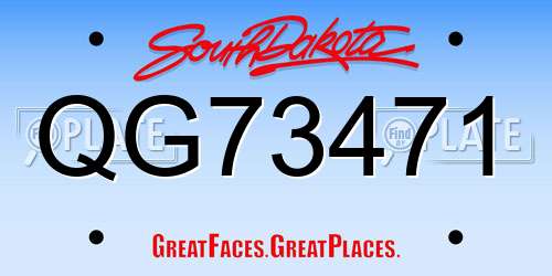 QG73471 South Dakota License Plate