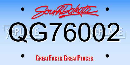 QG76002 South Dakota License Plate