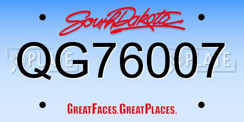 QG76007 South Dakota License Plate