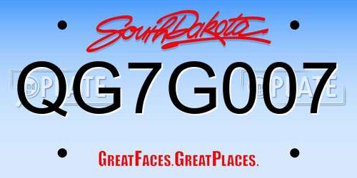 QG7G007 South Dakota License Plate