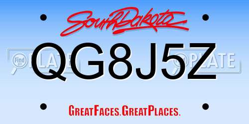 QG8J5Z South Dakota License Plate