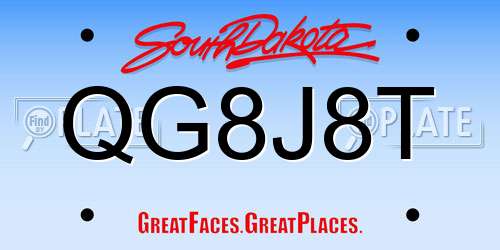 QG8J8T South Dakota License Plate