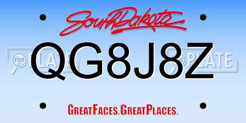 QG8J8Z South Dakota License Plate