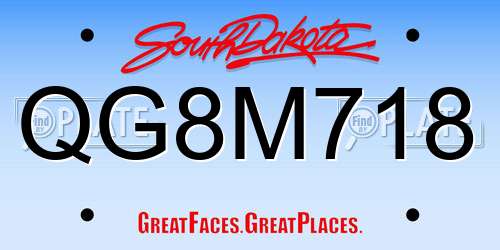 QG8M718 South Dakota License Plate