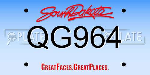 QG964 South Dakota License Plate