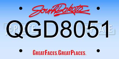 QGD8051 South Dakota License Plate