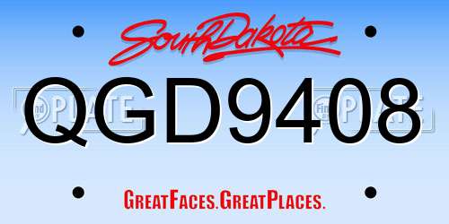 QGD9408 South Dakota License Plate