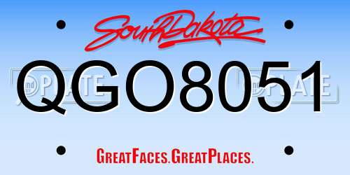 QGO8051 South Dakota License Plate