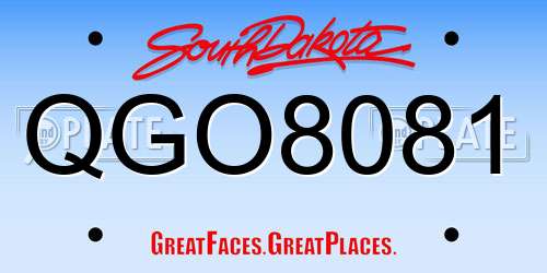 QGO8081 South Dakota License Plate