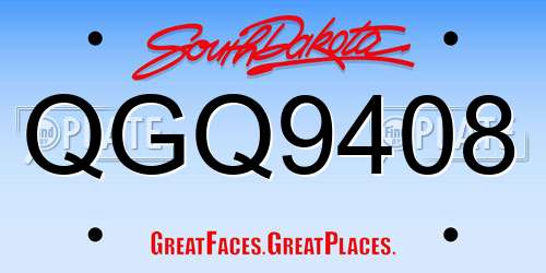 QGQ9408 South Dakota License Plate