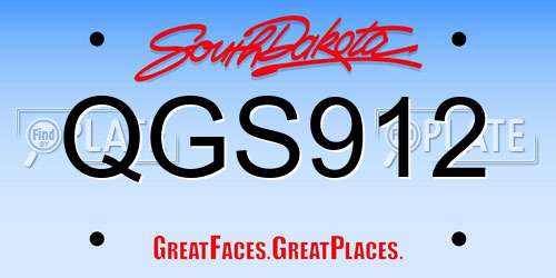 QGS912 South Dakota License Plate