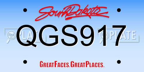QGS917 South Dakota License Plate