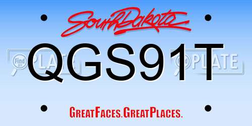 QGS91T South Dakota License Plate