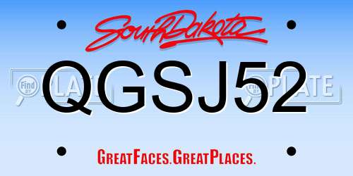 QGSJ52 South Dakota License Plate