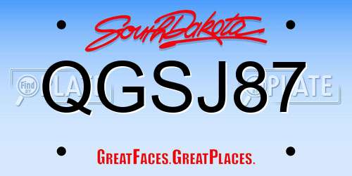 QGSJ87 South Dakota License Plate