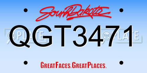 QGT3471 South Dakota License Plate
