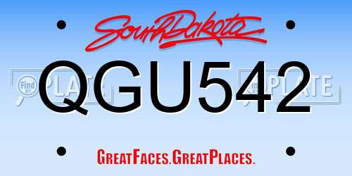 QGU542 South Dakota License Plate