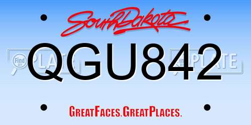 QGU842 South Dakota License Plate