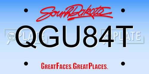 QGU84T South Dakota License Plate