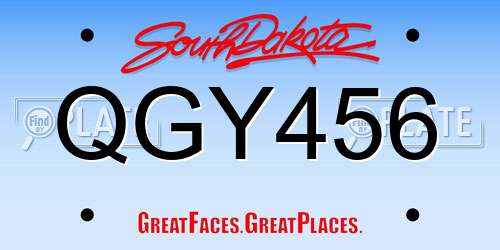QGY456 South Dakota License Plate