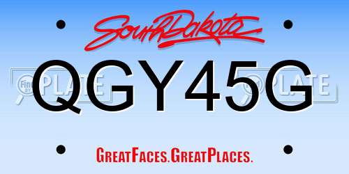 QGY45G South Dakota License Plate