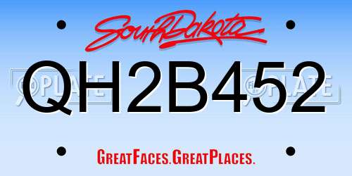 QH2B452 South Dakota License Plate