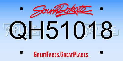 QH51018 South Dakota License Plate