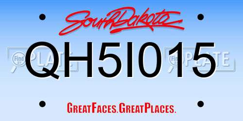 QH5I015 South Dakota License Plate