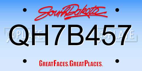 QH7B457 South Dakota License Plate