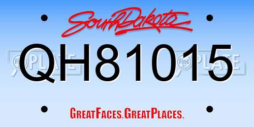 QH81015 South Dakota License Plate