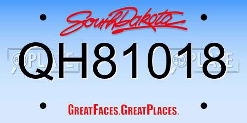 QH81018 South Dakota License Plate