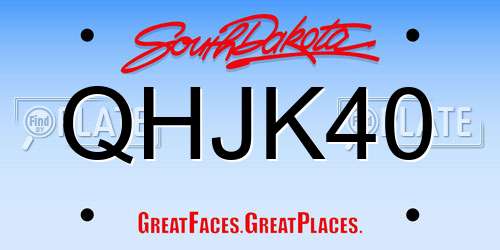 QHJK40 South Dakota License Plate