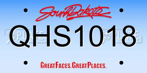QHS1018 South Dakota License Plate