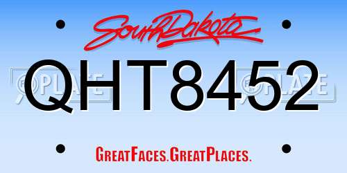 QHT8452 South Dakota License Plate