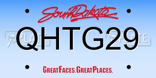 QHTG29 South Dakota License Plate