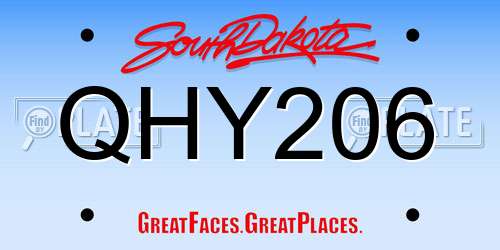 QHY206 South Dakota License Plate