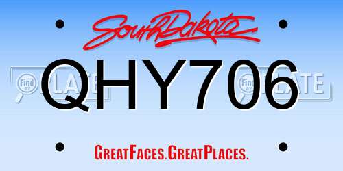 QHY706 South Dakota License Plate