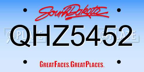 QHZ5452 South Dakota License Plate