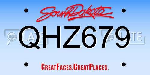 QHZ679 South Dakota License Plate