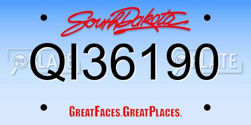 QI36190 South Dakota License Plate