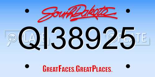 QI38925 South Dakota License Plate