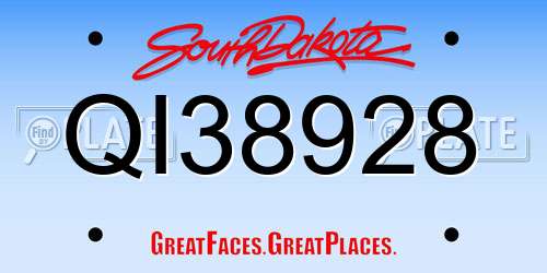 QI38928 South Dakota License Plate